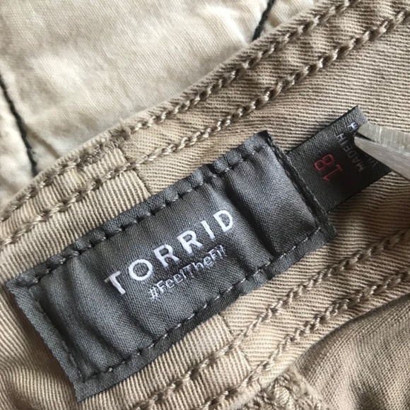 Torrid Pants Aviator Twill Cropped 18 chino Khaki stretch skinny neutral - Picture 6 of 9